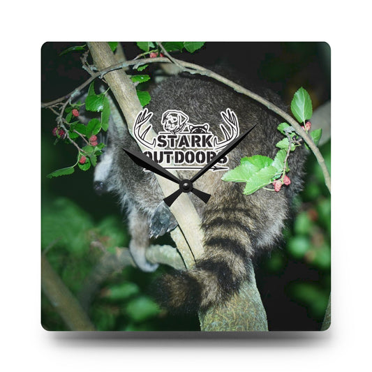 Stark Outdoors Square Raccoon Acrylic Wall Clock